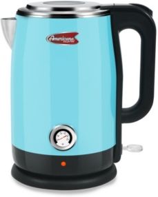1.7L Blue Cool Touch Stainless Steel Electric Kettle with Temperature Gauge