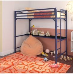 Mason Metal Twin Loft Bed with Desk