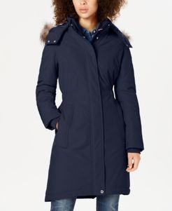 Faux-Fur-Trim Hooded Water-Resistant Puffer Coat