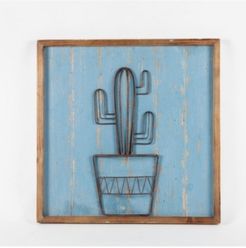Metal and Wood Cactus Wall Plaque