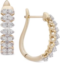Diamond Marquise-Style Hoop Earrings (1 ct. t.w.) in 14k Gold, Created for Macy's