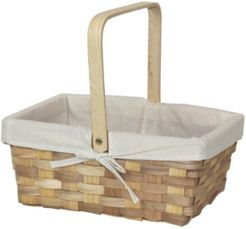 12" Rectangular Woodchip Picnic Basket Lined with Fabric