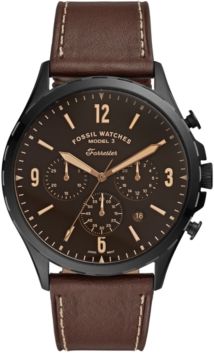 Chronograph Forrester Brown Leather Strap Watch 46mm