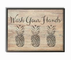 Wash Your Hands Pineapple Framed Giclee Art, 11" x 14"
