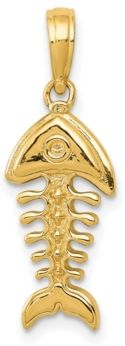 Fish Bone Pendant 14k Yellow Gold