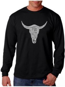Word Art Long Sleeve T-Shirt - Cowskull Country Hits