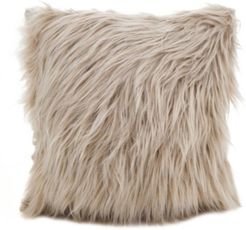 Faux Fur Long Hair Polyester Filled Throw Pillow, 18" x 18"