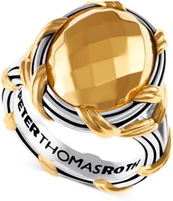 Two-Tone Oval Statement Ring in Sterling Silver & Gold-Plate