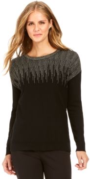 Metallic-Detail Vented-Hem Sweater, in Regular & Petite, Created for Macy's