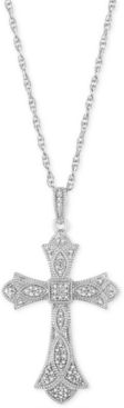 Diamond Cross 18" Pendant Necklace (1/5 ct. t.w.) in Sterling Silver