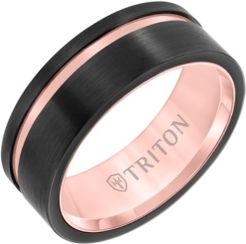8MM Black & Rose Tungsten Carbide Ring with Asymmetrical Channel
