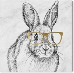 Bunny and Gold Glasses Canvas Art, 16" x 16"