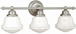 Huntley 3 Light Farmhouse Bathroom Vanity Wall Light Schoolhouse Glass