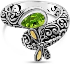 Gemstone Sweet Dragonfly Classic Ring in Sterling Silver and 18k Yellow Gold Accents (Available in Citrine and Peridot)