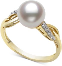 Cultured Freshwater Pearl (8mm) & Diamond (1/20 ct. t.w.) Ring in 14k Gold