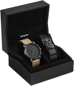 Chronograph Gunmetal Sandstone Leather Watch Set 45mm