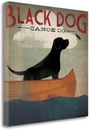 Black Dog Canoe by Ryan Fowler Giclee Print on Gallery Wrap Canvas, 20" x 20"