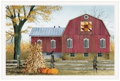 Autumn Leaf Quilt Block Barn by Billy Jacobs, Ready to hang Framed Print, White Frame, 38" x 26"