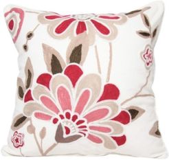 Floral Crewel Emboridery Pillow Collection, 18" x 18"
