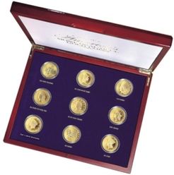 Tribute To Americas Most Beautiful Coins - Set of 9 Brass Coins Layered in 24k Gold