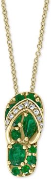 Emerald (3/4 ct. t.w.) & Diamond (1/20 ct. t.w.) Flip-Flop 18" Pendant Necklace in 14k Gold