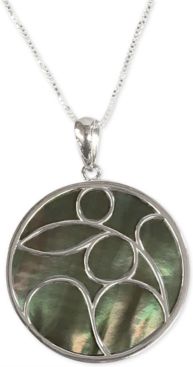 Mother-of-Pearl Decorative 18" Pendant Necklace in Sterling Silver