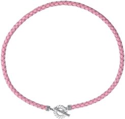 Pink Leather Toggle Necklace in Sterling Silver