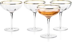 Clear Optic Coupe Glasses with Gold-Tone Rims, Set of 4, Created for Macy's