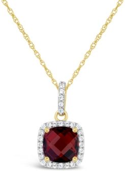 Garnet (2 ct. t.w.) and Created White Sapphire (1/6 ct. t.w.) Pendant Necklace in 10k Yellow Gold. Also Available in Peridot (1-7/8 ct. t.w.)