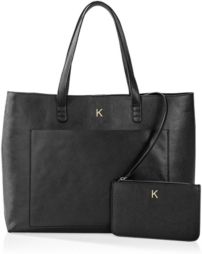 Personalized Vegan Saffiano Leather Tote And Clutch Set