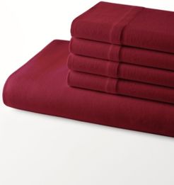 Jersey Knit Solid Queen Fitted Sheet With Bonus Pillowcase Set Bedding