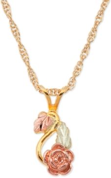 Rose Pendant in 10k Yellow Gold with 12k Rose and Green Gold