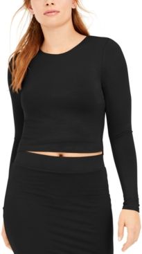 Bodycon Long-Sleeve Cropped Top, Created for Macy's