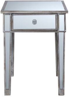 Gold Coast Mirrored End Table With Drawer