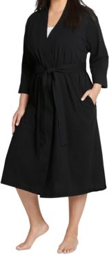 Plus Size Long Cotton Wrap Robe