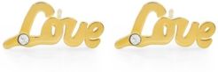 Stainless Steel Love 18K Micron Gold Plated Stud Earrings