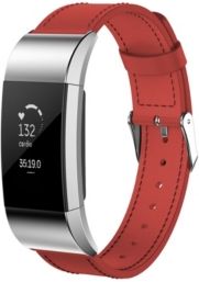 Unisex Fitbit Charge 3 Red Genuine Leather Watch Replacement Band