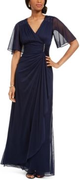 Ruffled Faux-Wrap Gown