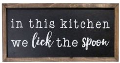 in This Kitchen We Lick the Spoon Wood Wall Art, 20" x 10"