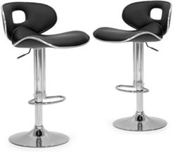 Set of 2 Adria Chrome Frame Adjustable Height Bar Stool