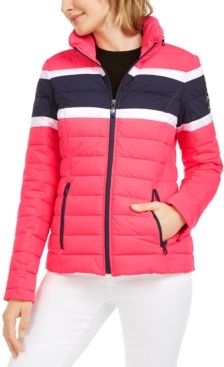 Hooded Colorblocked Water-Resistant Hooded Packable Jacket