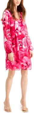 Inc Floral Chiffon Bow-Back Dress, Created for Macy's