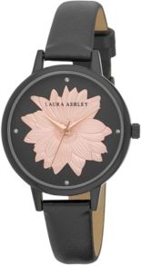 Flower Dial Black Polyurethane Strap Watch 38mm