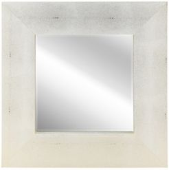 Beveled Wall Mirror Metallic Faux Shagreen Leather Framed Leaner, 30" x 30" x 3"
