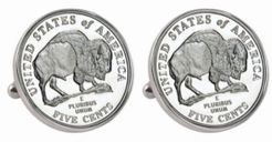 Westward Journey 2005 Bison Jefferson Nickel Bezel Coin Cuff Links