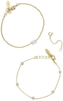 Opal Crystal Dainty Women's Bracelet Set with Extender Add On