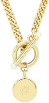 Stella Imitation Pearl Initial Toggle Necklace