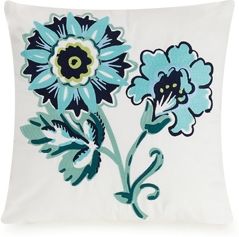 Cloud Vines Floral Embroidered Decorative Pillow