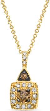 Chocolate by Petite Le Vian Chocolate and White Diamond (1/4 ct. t.w.) Square Pendant in 14k Rose Gold, Yellow Gold or White Gold