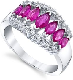 Ruby (1-3/4 ct. t.w.) & Diamond (1/3 ct. t.w) Statement Ring in 14k White Gold